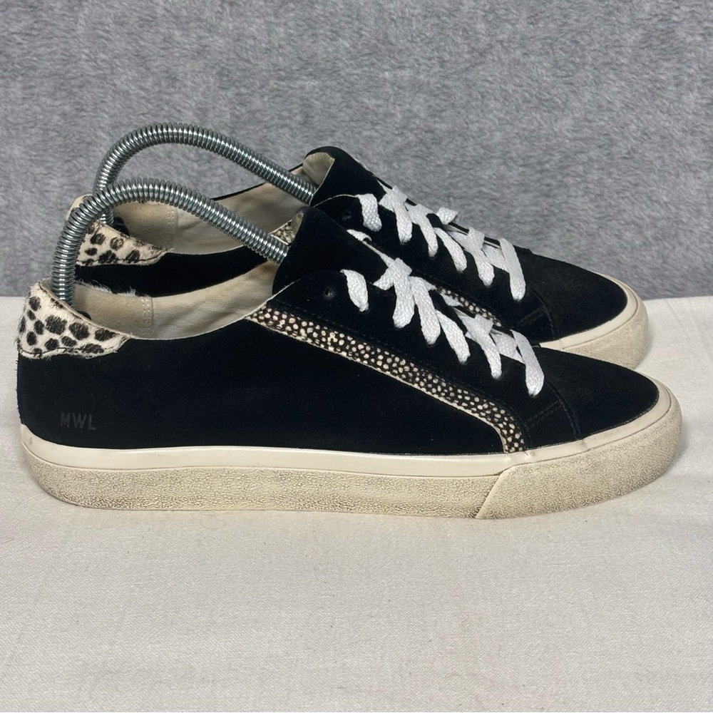 Madewell Sidewalk Low-Top Suede Sneakers in Spot Dot Calf Hair-Black-Women 8